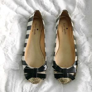 Sale! Kate Spade Glitter Stripped Trixie Bow Flats